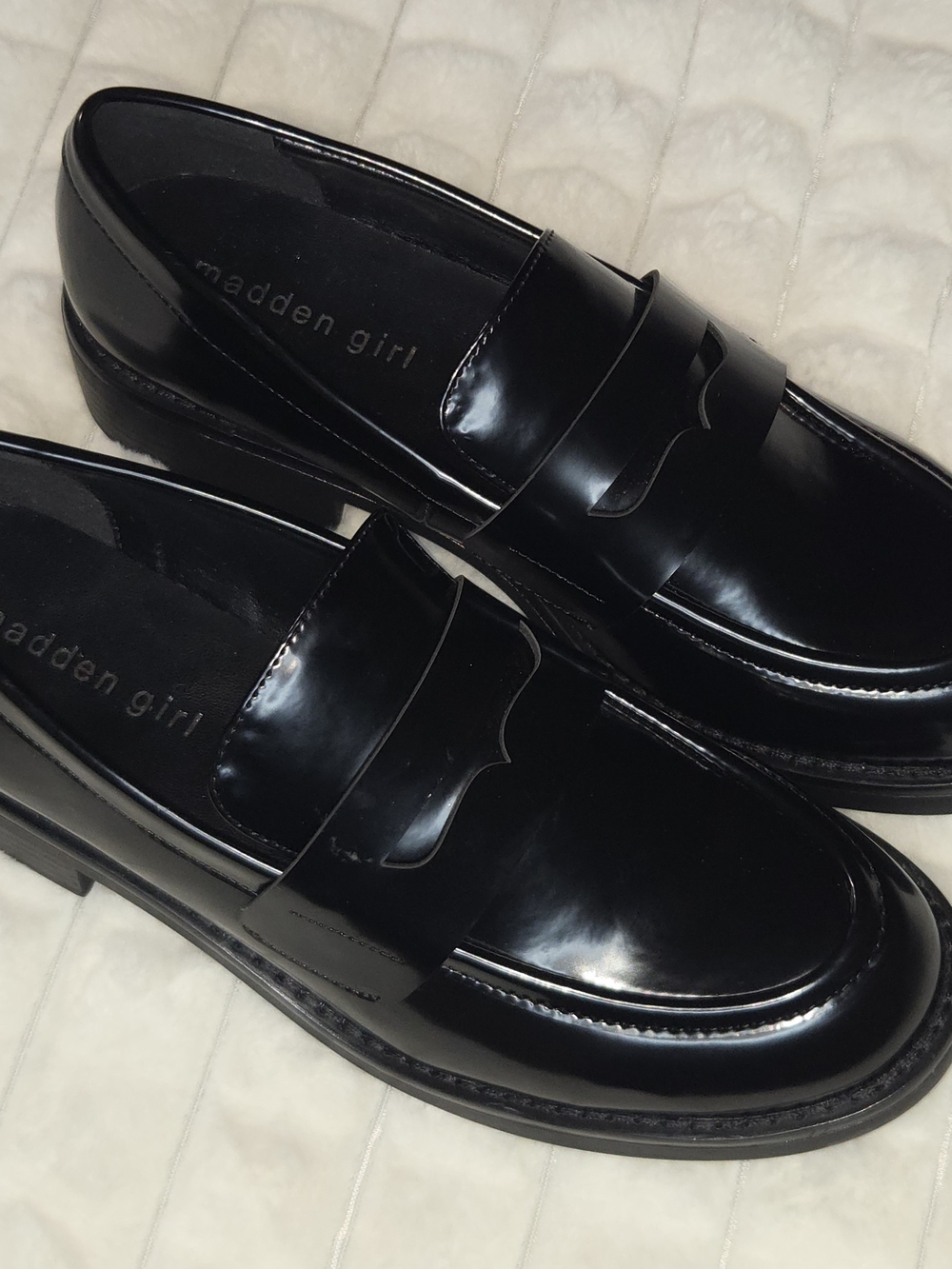 Madden Girl Black Patent Penny Loafers